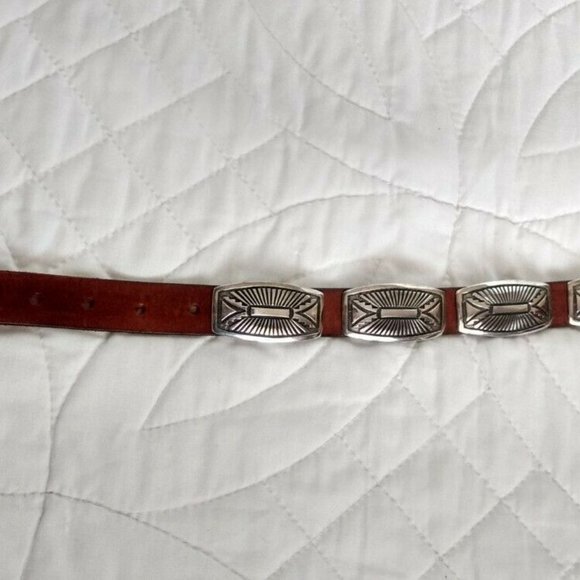 Rick Martinez Navajo Sterling Silver Concho Belt Brown Leather Southwestern main image 8